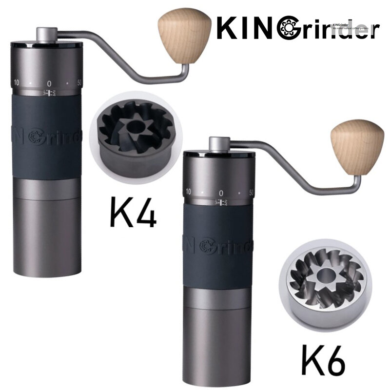 Kinmill-طاحونة القهوة اليدوية ، مطحنة المحمولة ، 420 الفولاذ المقاوم للصدأ ، 48 مللي متر ، لدغ طلاء التيتانيوم ، K4 ، K6