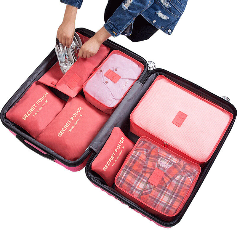 6 قطعة السفر تخزين حقيبة مجموعة للملابس مرتبة منظم خزانة حقيبة الحقيبة للجنسين متعددة الوظائف التعبئة مكعب حقيبة السفر عدة