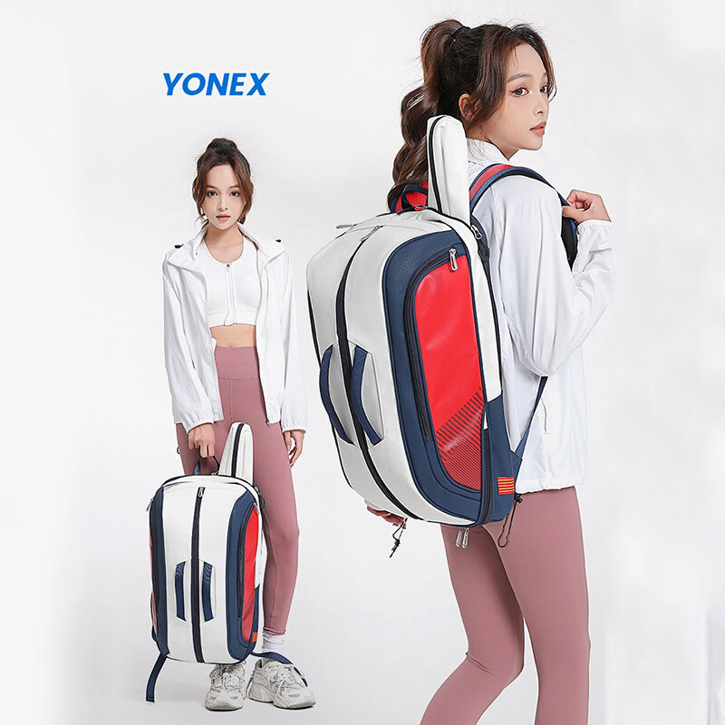 Yonex-حقيبة ظهر مضرب تنس الريشة متعددة الوظائف ، رياضة مضرب تنس الريشة ، حقيبة كتف جلدية للتنس ، جودة عالية ، 4-6 قطع