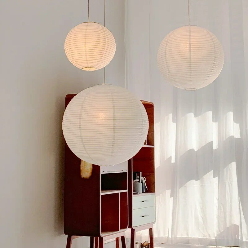أضواء متدلية ورقية دائرية يابانية ، مصباح إبداعي بسيط ، ديكور غرفة المعيشة وغرفة النوم