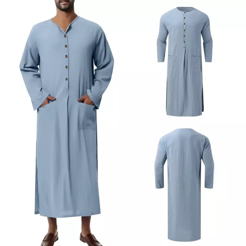 ثوب إسلامي للرجال ، زي وطني عربي ، كم طويل ، عباية تقليدية ، جديدة
