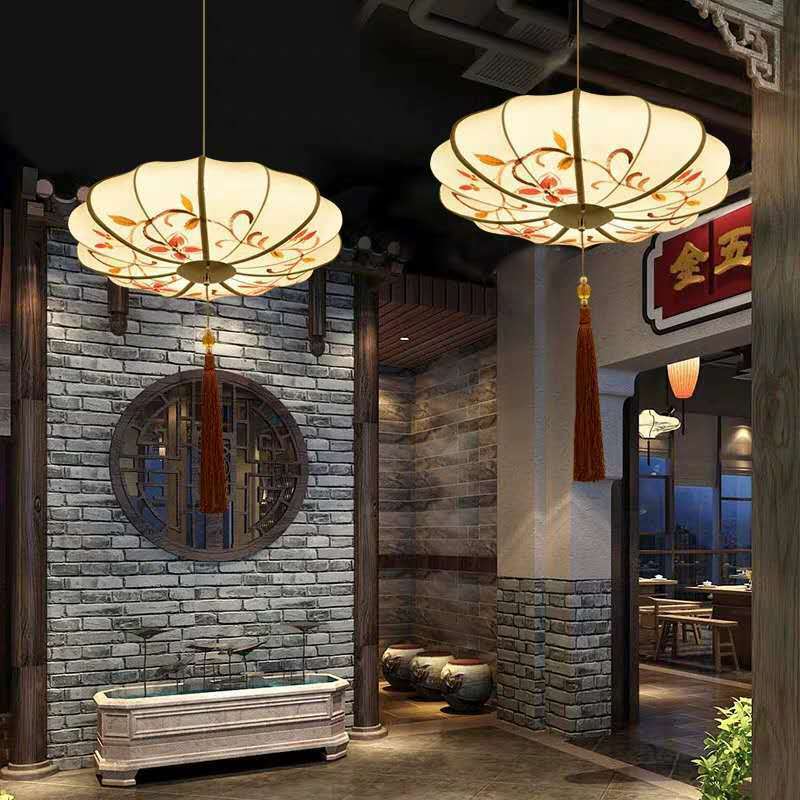 العتيقة الصينية الثريا الرجعية مطعم teahouse النمط الصيني hotpot القماش فانوس رسمت باليد الإضاءة الربيع مهرجان