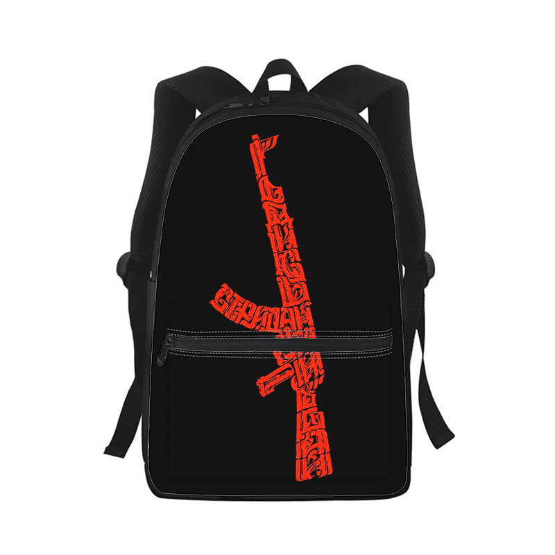 AK47 مسدس الرصاص الرجال النساء على ظهره ثلاثية الأبعاد طباعة موضة طالب حقيبة مدرسية محمول على ظهره الاطفال السفر حقيبة الكتف