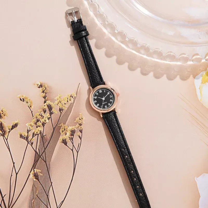 مجموعة حزام ساعة اليد الجلدية النسائية ، ساعات الكوارتز ، سوار ، مجموعة 2 قطعة ، سوار الحرة