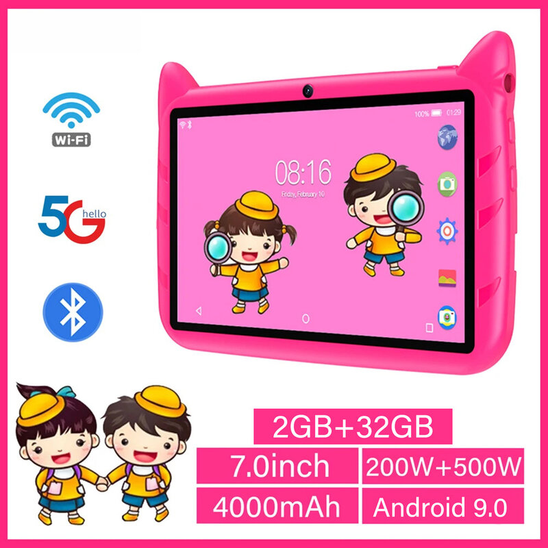 Sauenane-Q80 أندرويد 9.0 اللوحي للأطفال ، رخيصة رباعية النواة ، هدية للأطفال ، 5G واي فاي الكمبيوتر ، 2GB ، 32GB تبويب ، 7 in