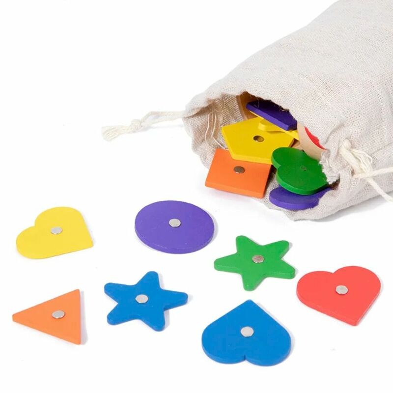 ألعاب معرفية خشبية للأطفال بشكل هندسي ، ألعاب تعليمية للتعليم المبكر ، لون مغناطيسي