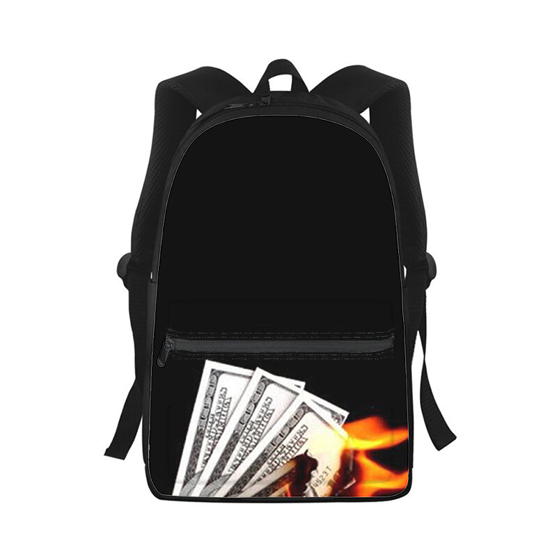 الدولار الأمريكي المال الرجال النساء على ظهره ثلاثية الأبعاد طباعة موضة طالب حقيبة مدرسية محمول على ظهره الاطفال السفر حقيبة الكتف