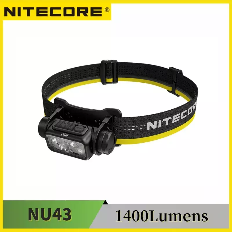 NITECORE NU43 18650 كشافات قابلة للشحن 1400 لومن ماكس شعاع المسافة 130 متر مصباح أمامي خفيف الوزن