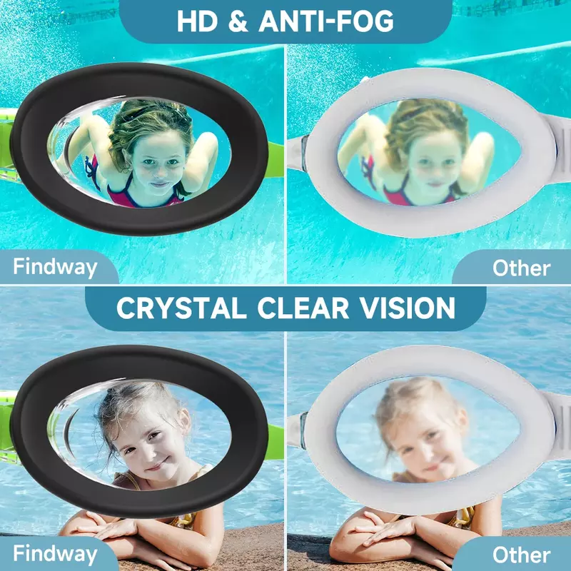 Findway الطفل السباحة نظارات ترقية مقاوم للماء مكافحة الضباب UV المهنية الغوص السباحة نظارات نظارات الاطفال لعمر 3-10