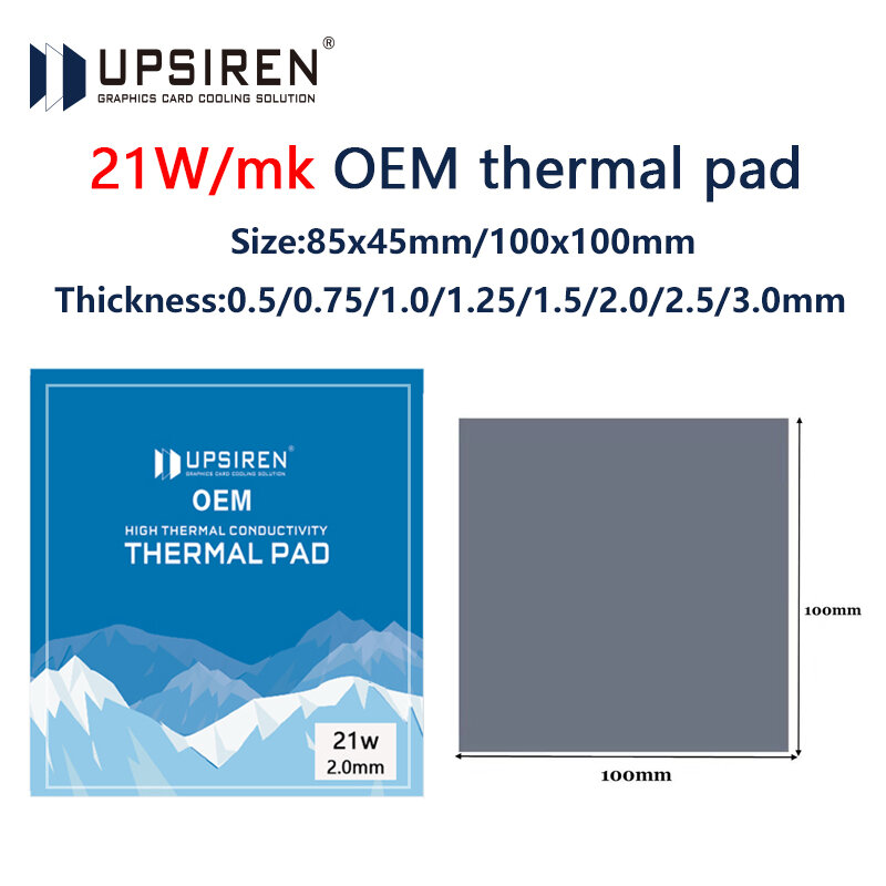 Upsiren OEM 21 الوزن/متر. K 0.75 مللي متر 1.25 مللي متر وحدة معالجة الرسومات وحدة المعالجة المركزية التبريد موصل بطانة حماية من السيليكون عالية الجودة الأصلي لوحة حرارية أصيلة