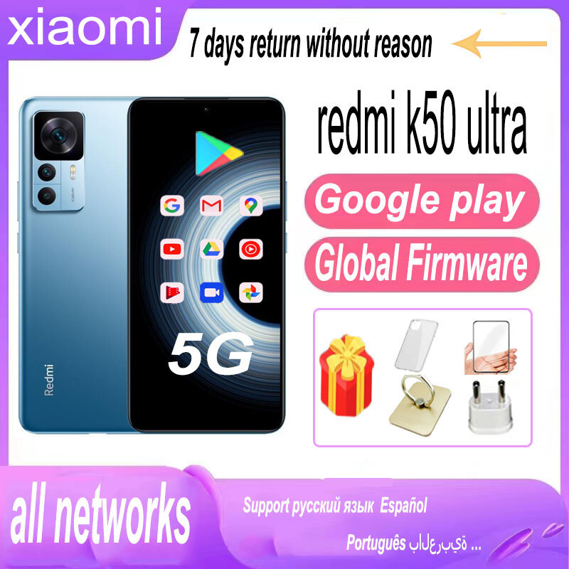 هاتف ذكي Xiaomi-Redmi 50 Ultra ، برنامج ثابت عالمي ، 5G ، 7G ، Snapdragon 8 Plus ، Gen 1 ، شاحن W ، بطارية 1.8 mAh ، كاميرا 108mp