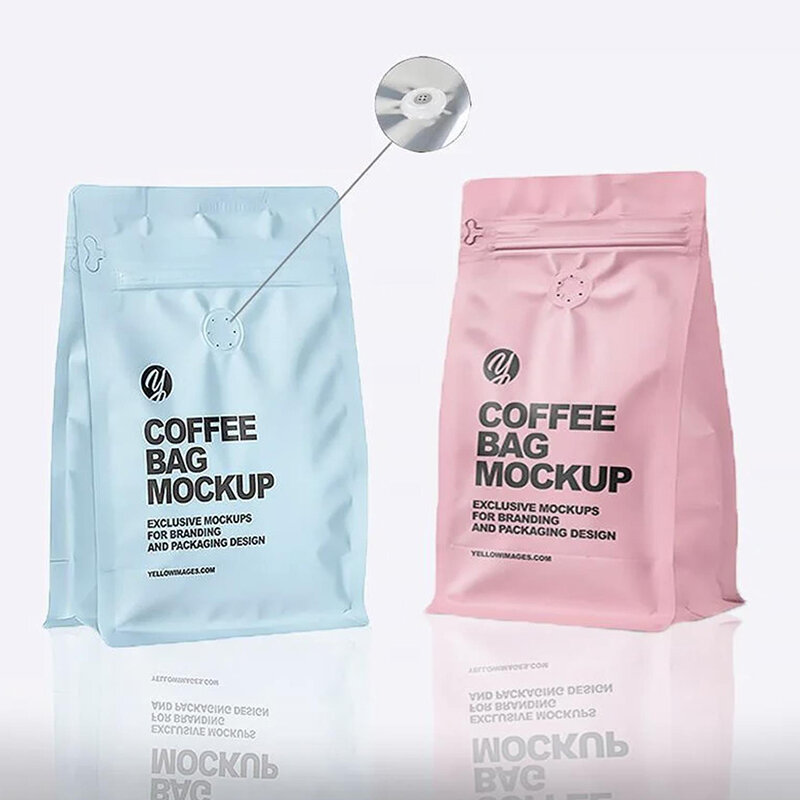 كيس تعبئة القهوة ، كيس قهوة بسحاب جانبي مجمعة ، قابل للتحلل الحيوي ، قاع مسطح مربع ، منتج مخصص ، شعار تصميم