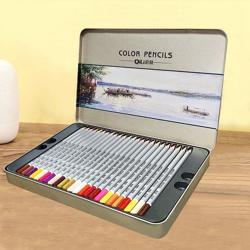 أقلام ملونة للأطفال ، لوازم فنية في علب الصفيح ، كتب تلوين للأطفال ، رسم ، 48 لونًا