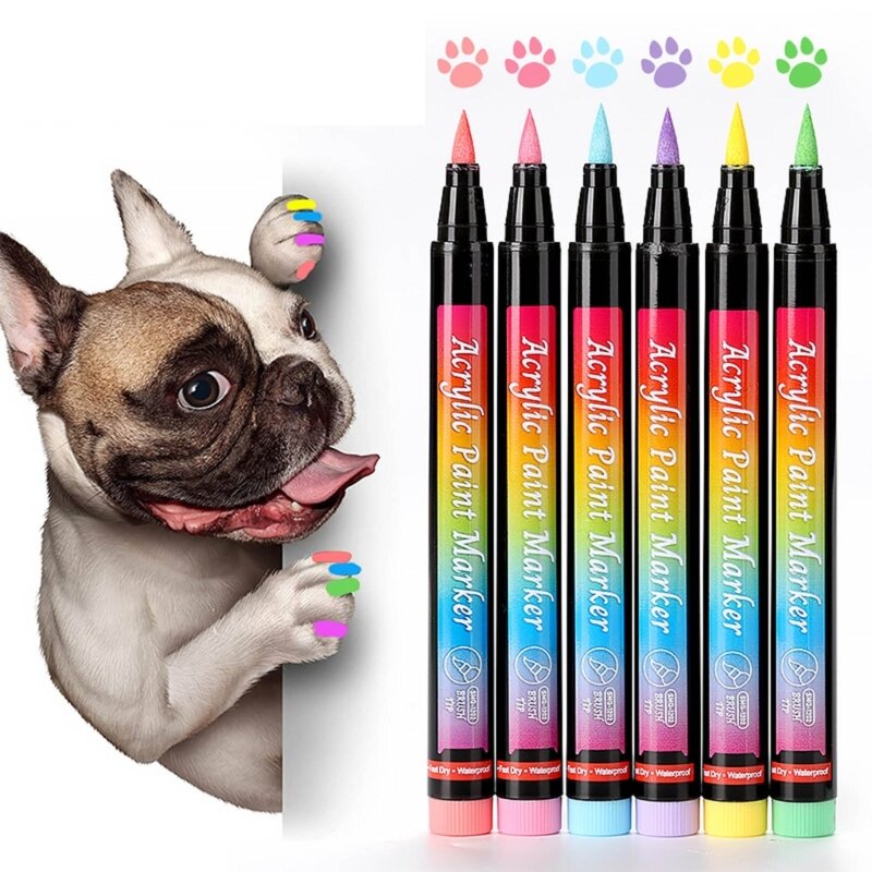 أقلام طلاء أظافر الحيوانات الأليفة 12 لونًا قابلة للإزالة وآمنة على شكل قلم تلوين أظافر القطط