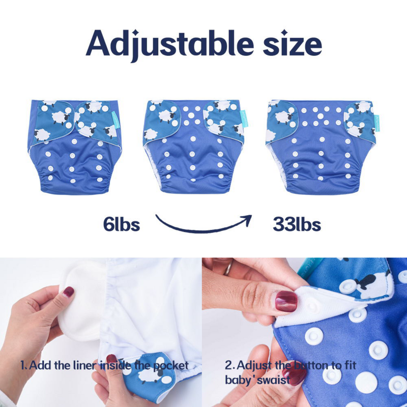Happyflute جديد مجموعة OS جيب حفاضات 8 قطعة Diape + 8 قطعة ستوكات إدراج قابل للغسل وقابلة لإعادة الاستخدام حفاضات الطفل قابل للتعديل غطاء الحفاض الطفل
