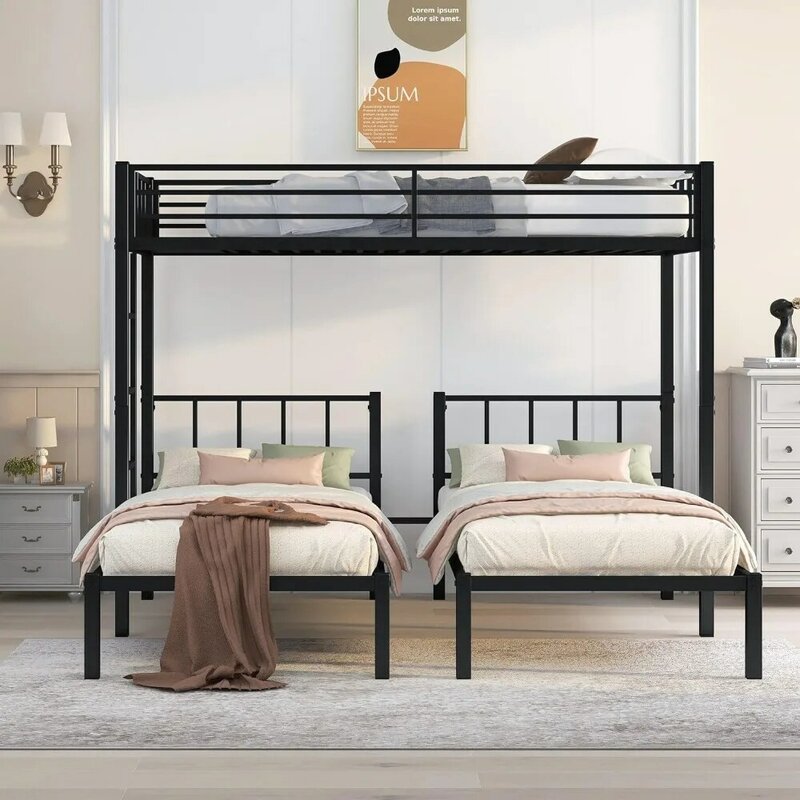 أسرة بطابقين ثلاثية ذات إطار معدني ثقيل للأطفال ، مقسمة إلى 3 أسرّة مزدوجة ، سرير مزدوج لـ 3 أسرّة