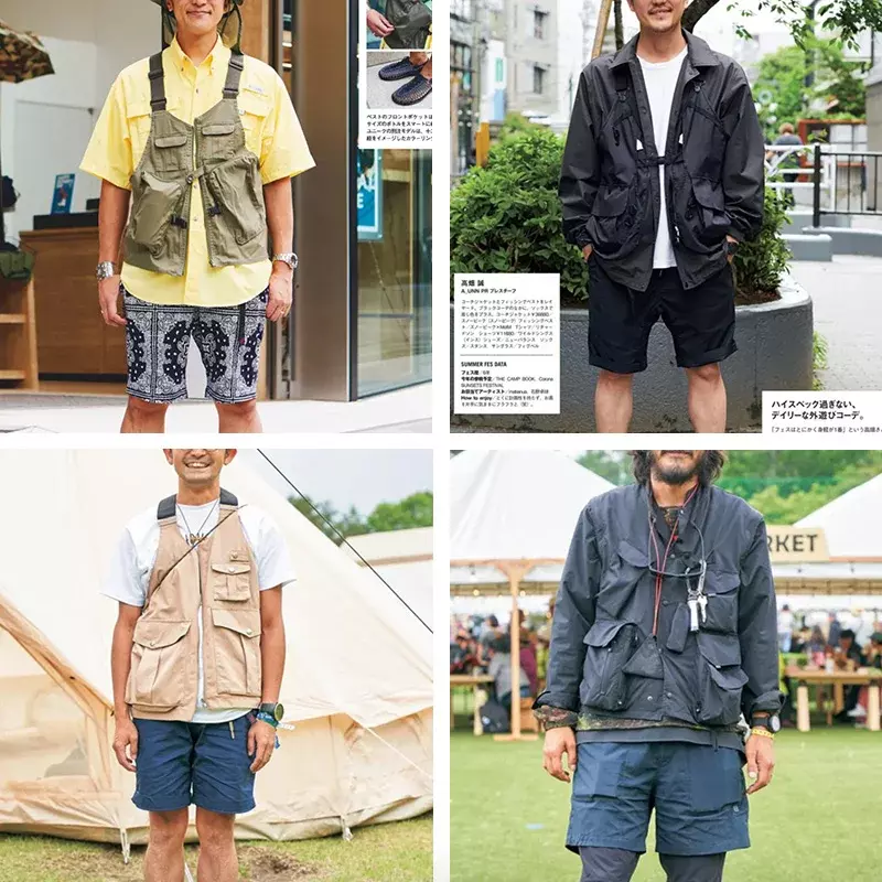 Maden الرجال متعددة جيب التكتيكية سترة سترة وحقيبة اليابان الرجعية متعددة الوظائف التصوير صدرية واسعة حزام الكتف الصلبة حقيبة