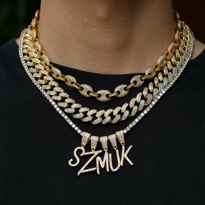 UWIN Brush Font Necklace Customize Name Pendant Free Commission Full Iced Out For Men HipHop Jewelry Gift