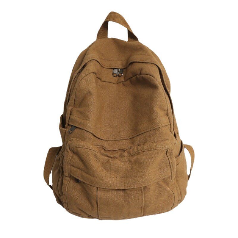 حقيبة مدرسية قديمة أحادية اللون للرجال والنساء ، حقيبة ظهر بلون واحد ، قماش هراجاكس مغسول ، حقائب ظهر بسيطة