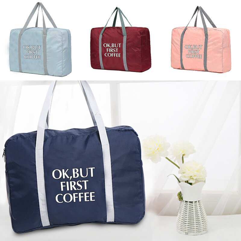 Foldable Travel Bags Organizer Men Luggage Unisex Clothing Storage Bag White Coffee Pattern Duffle Bag Women Handbags Tote