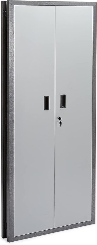 خزانة تخزين جراج طويلة مع أرفف قابلة للتعديل ، خزانات تخزين كبيرة قابلة للطي 72 Nch ، أبواب مغلقة لتخزين الأدوات