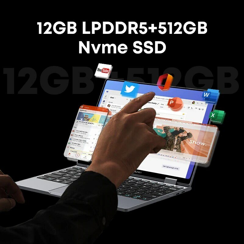كمبيوتر محمول CHUWI MiniBook X ، وضع يوجا 2 في 1 ، Intel N100 ، بوصة ، 12 جيجابايت LPDDR5 ، X G SSD ، Windows 11 Notebook