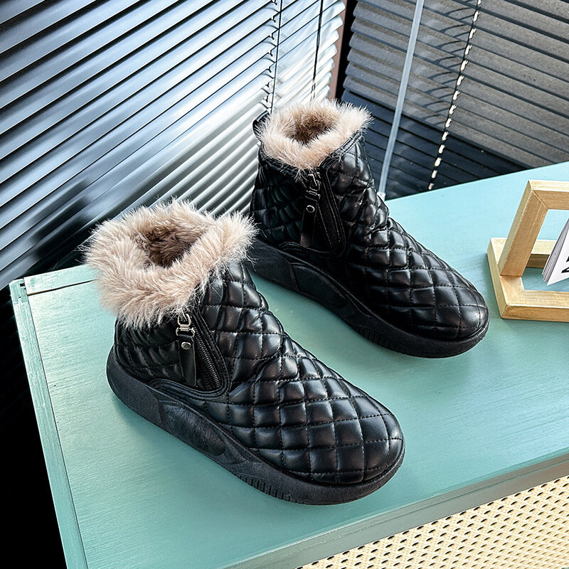 الرجعية منصة أحذية الثلوج للنساء ، حذاء دافئ القطن ، أفخم الكاحل التمهيد ، قصيرة التمهيد ، الشتاء ، جديد ، 2023