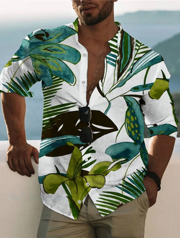 قمصان هاواي الصيفية لشجرة جوز الهند للرجال ، تحول النخيل ، أكمام قصيرة ، زر لأسفل ، في الهواء الطلق ، هاراجاو ، ملابس رجالية