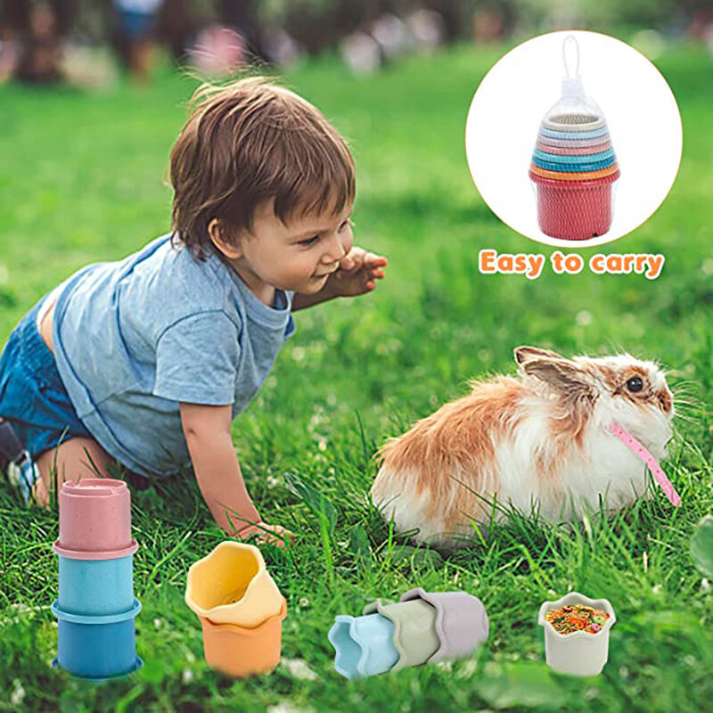 التراص أكواب لعبة للأرانب ، متعددة الألوان قابلة لإعادة الاستخدام الحيوانات الصغيرة لغز لعب لإخفاء اللعب الغذاء ، ألعاب الحيوانات الأليفة الصغيرة