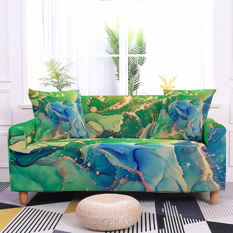 المائية مرونة غطاء أريكة لغرفة المعيشة الذهب الرخام الغلاف الاقسام غطاء أريكة غطاء أريكة الزاوية الصيف الديكور