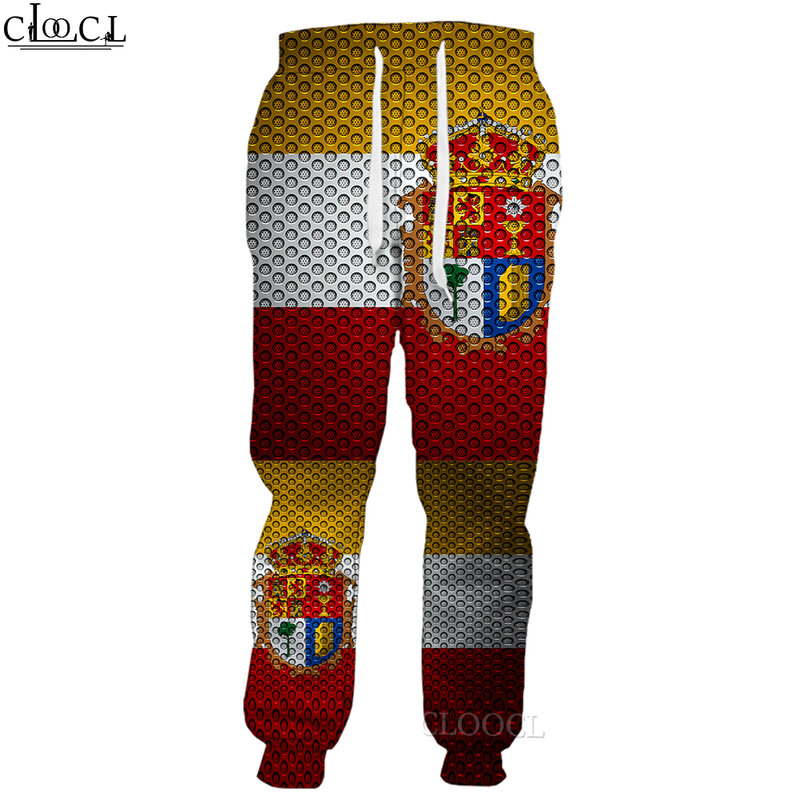 CLOOCL الرجال السراويل الإسبانية الوطنية شعار العلم ثلاثية الأبعاد نمط المطبوعة بنطلون سراويل تقليدية الهيب هوب الشارع الشهير للجنسين Sweatpants