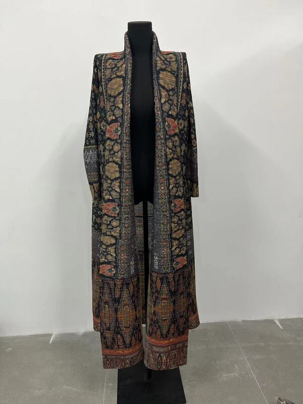 مياكي-معطف واق من المطر بياقة قابلة للطي للنساء ، مطبوع بطيات ، بأكمام طويلة ، أزياء المصمم الأصلي ، فستان سترة من الصوف ، شتاء ، جديد ، صيحات الموضة