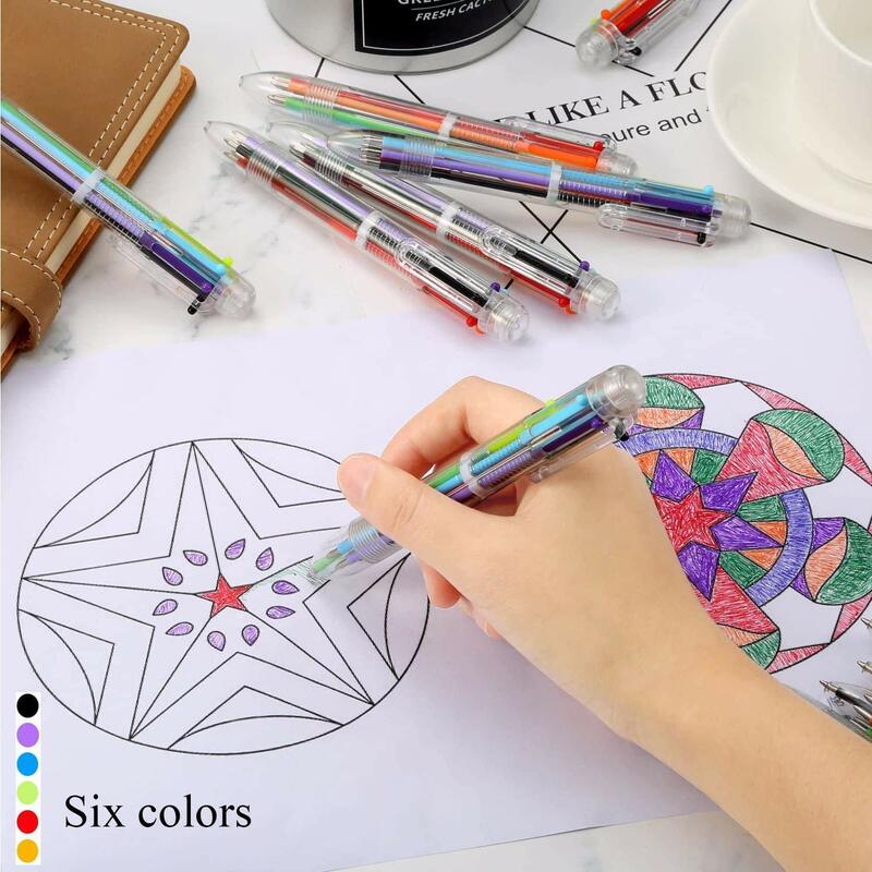 أقلام حبر جاف إبداعية شفافة ، 6 ألوان ، قلم ألوان للضغط ، أدوات مكتبية بقلم زيتي ، 6 من ألوان
