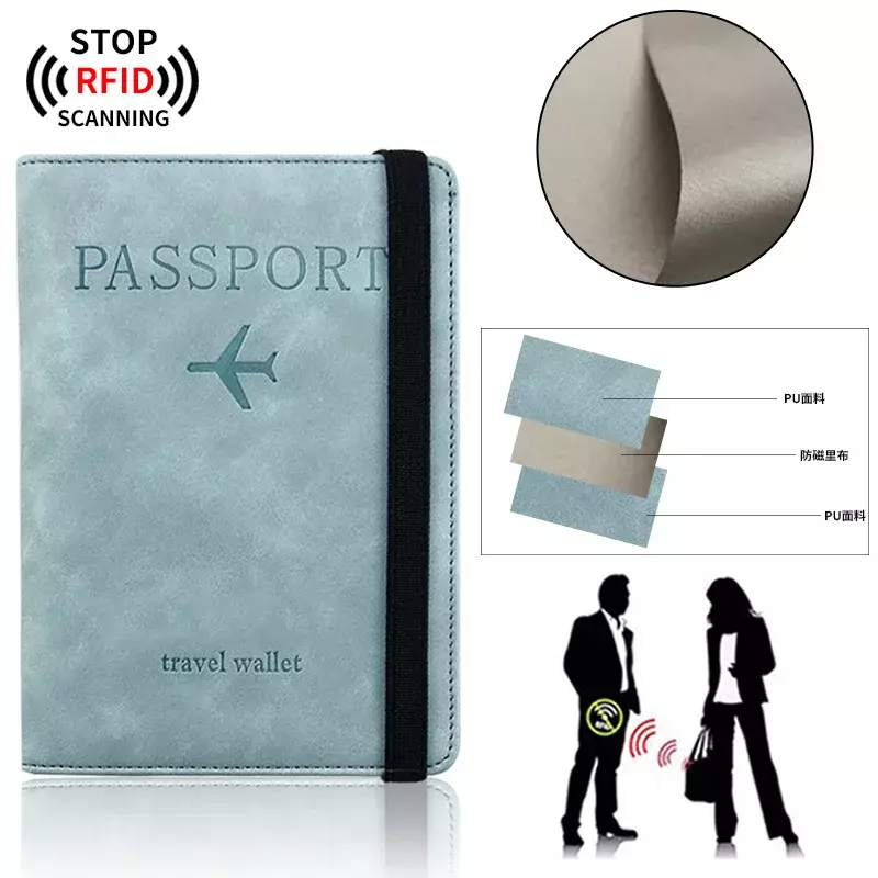 Covers تتفاعل الأعمال جواز سفر يغطي ، بولي Leather محفظة جلدية للرجال والنساء ، متعددة الوظائف حامل الهوية ، حامل بطاقة البنك ، اكسسوارات السفر