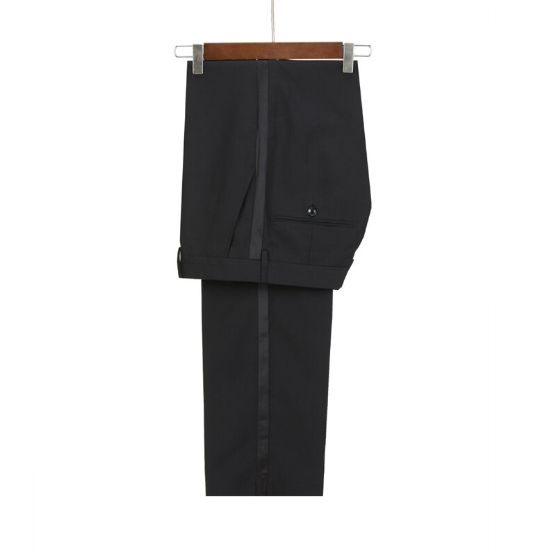 سروال أسود/أبيض مخصص سروال مستقيم مناسب للرجال/العريس/أفضل رجل زفاف/سهرة سروال أمامي عادي KZ13
