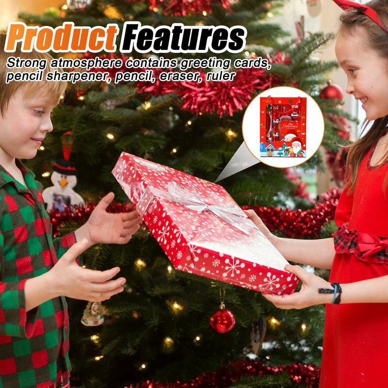 عيد الميلاد مجموعة القرطاسية المدرسية ، ألوان متعددة ، لوازم القرطاسية ، جوائز رياض الأطفال ، 6 قطعة