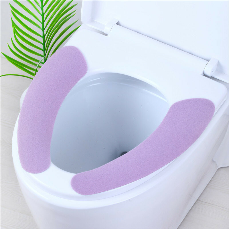 1 زوج قابلة لإعادة الاستخدام الدافئة أفخم مقعد المرحاض ملء حصيرة الحمام قابل للغسل غطاء مقعد المرحاض لوحة لاصقة الصحية اللوازم المنزلية