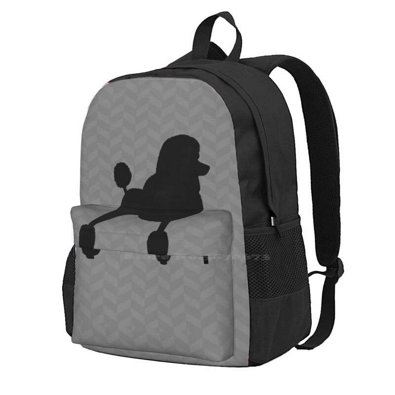 حقيبة ظهر ظلية سوداء قياسية من البودل ، حقيبة سفر للكمبيوتر المحمول ، مناسبة للطلاب ، المدرسة ، الحيوانات الأليفة ، الحيوانات ، الأسود