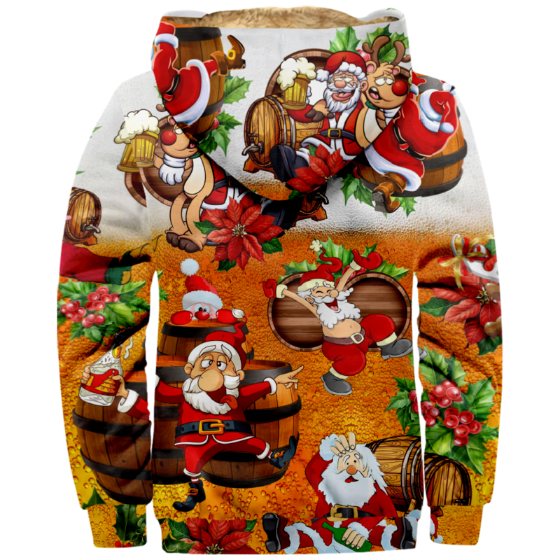 الرجال والنساء طويلة الأكمام عيد الميلاد ميرش هوديي ، سستة بلوزات ، الوقوف طوق معطف ، ملابس ثلاثية الأبعاد ، Harajuku الشارع الشهير