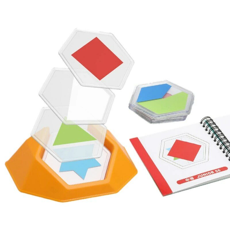 2X مرحلة ما قبل المدرسة رمز اللون ألعاب المنطق Jigsaws للأطفال الشكل الإدراك المكاني التفكير التعليمية لعبة التعلم (أ)