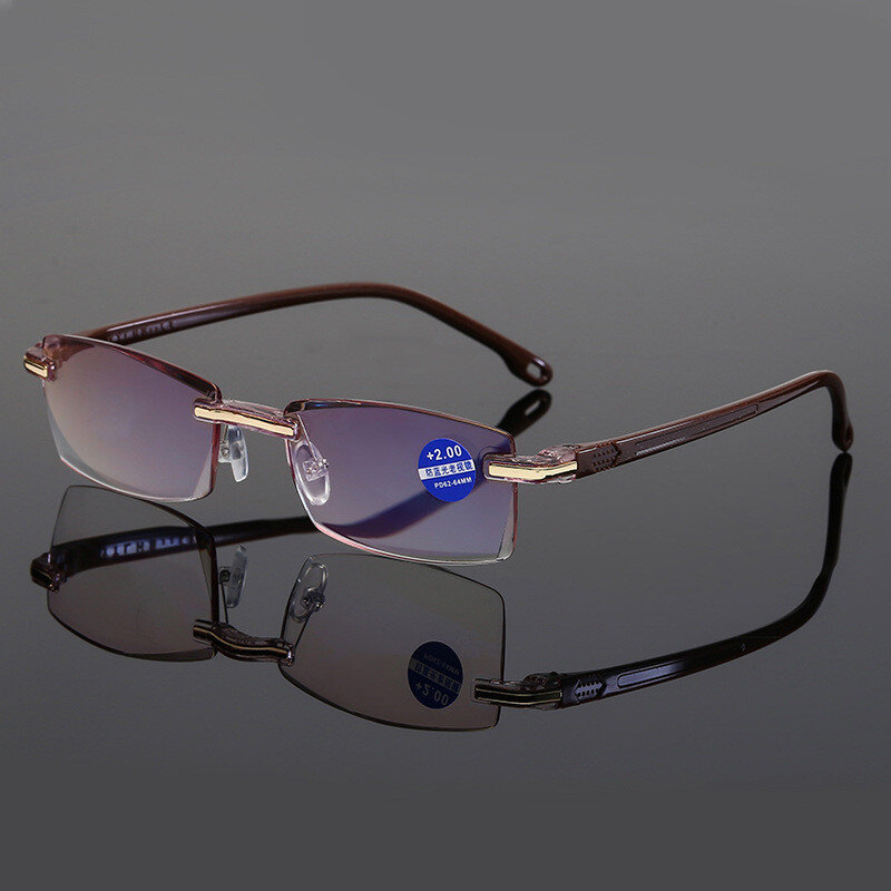 نظارات قراءة عالية الجودة بدون إطار ، طلاء أزرق عالي الجودة ، للنساء ، 1 1.5 2 2.5 3 3.5 4.0