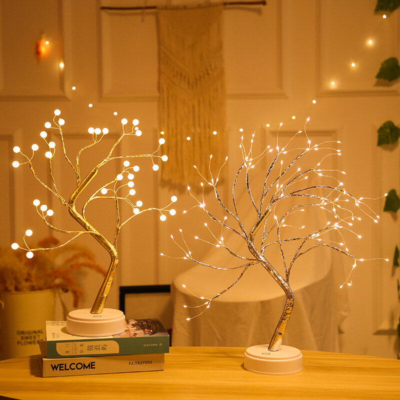 LED ضوء الليل شجرة عيد الميلاد الصغيرة الأسلاك النحاسية جارلاند مصباح للأطفال نوم المنزل الديكور ديكور الجنية ضوء عطلة الإضاءة