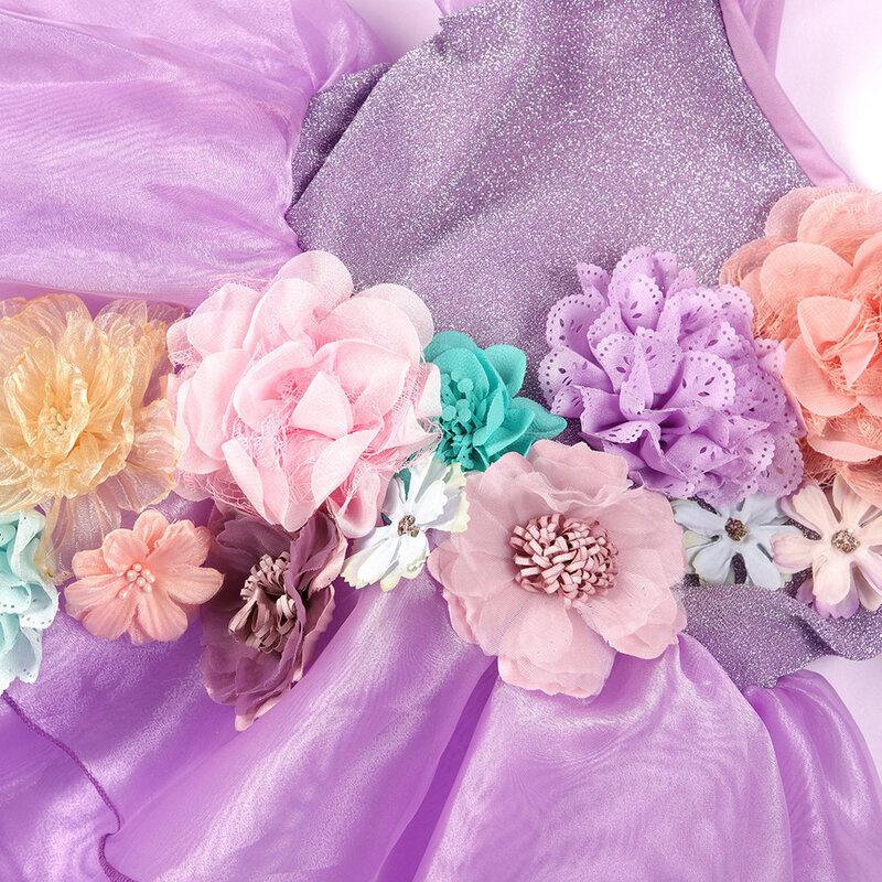 فستان الأميرة encantو الأزهار للفتيات ، زي تأثيري encantو للأطفال ، ملابس فاخرة للهالوين ، كرنفال وحفلة عيد ميلاد ، ثوب أنيق