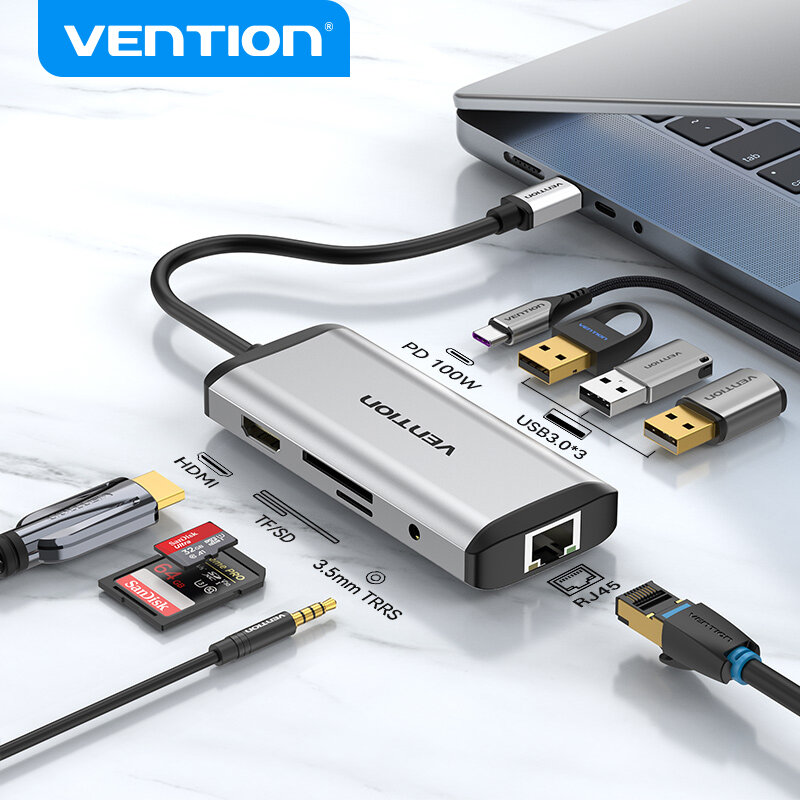 محطة Vention-Dock book Pro Air ، محور USB ، نوع C إلى USB ، HDMI ، macj45 ، مقسم 4K ، إكسسوارات ،