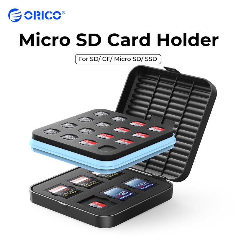 صندوق تخزين بطاقة الذاكرة Orico-micro sd ، صندوق تخزين داخلي من الفوم الناعم لـ ssd/cf/sd