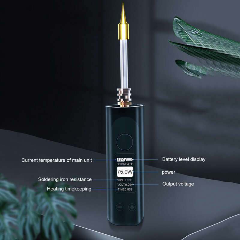قلم لحام صغير ذكي عالي الطاقة ، مكواة لحام كهربائية ، تنظيم الضغط ، محمول ، شاشة رقمية ، USB ، 75 واط