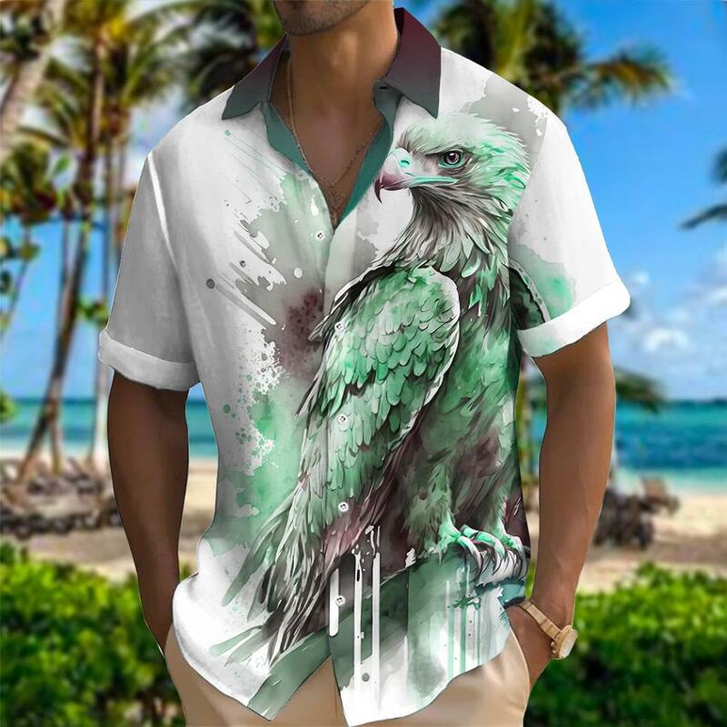 قميص زهرة هاواي على الطراز الكلاسيكي للرجال ، فستان غير رسمي بقصة ضيقة من الذكور الاجتماعية الرجعية ، بلوزة رجال زهرية ، طباعة ثلاثية الأبعاد ، فضفاضة ، صيفية