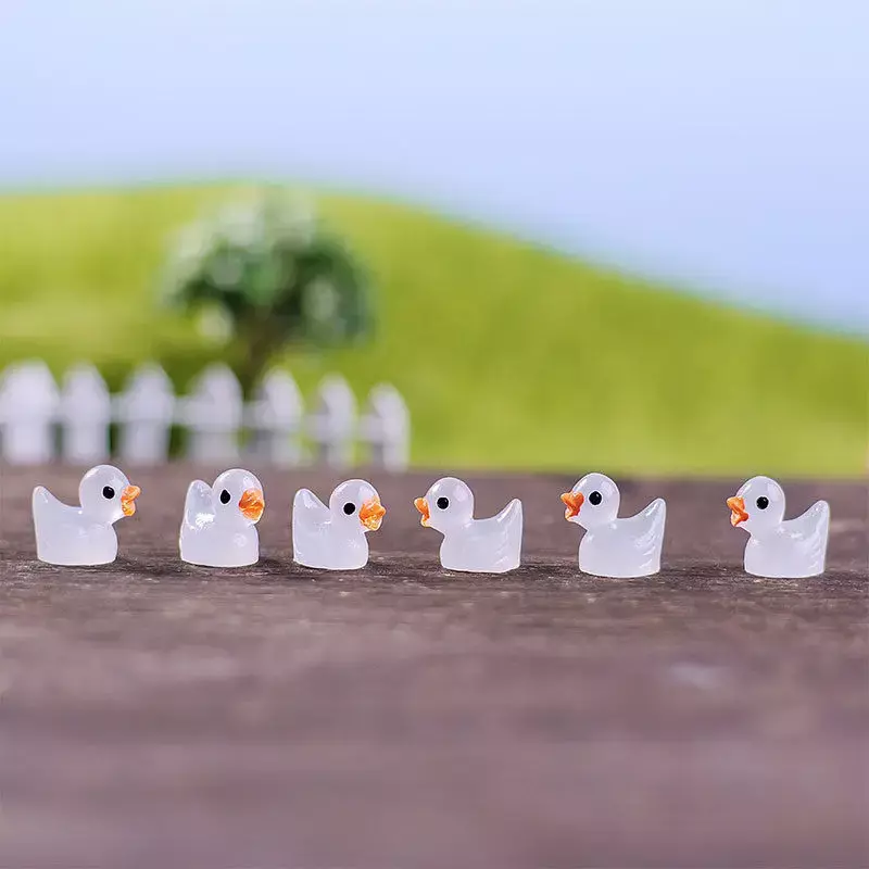 بطة مضيئة مصغرة نموذج الجنية حديقة حلية بطة صغيرة Kawaii ديكور غرفة المنزل بيت الدمية اكسسوارات الراتنج الحيوان ديكور