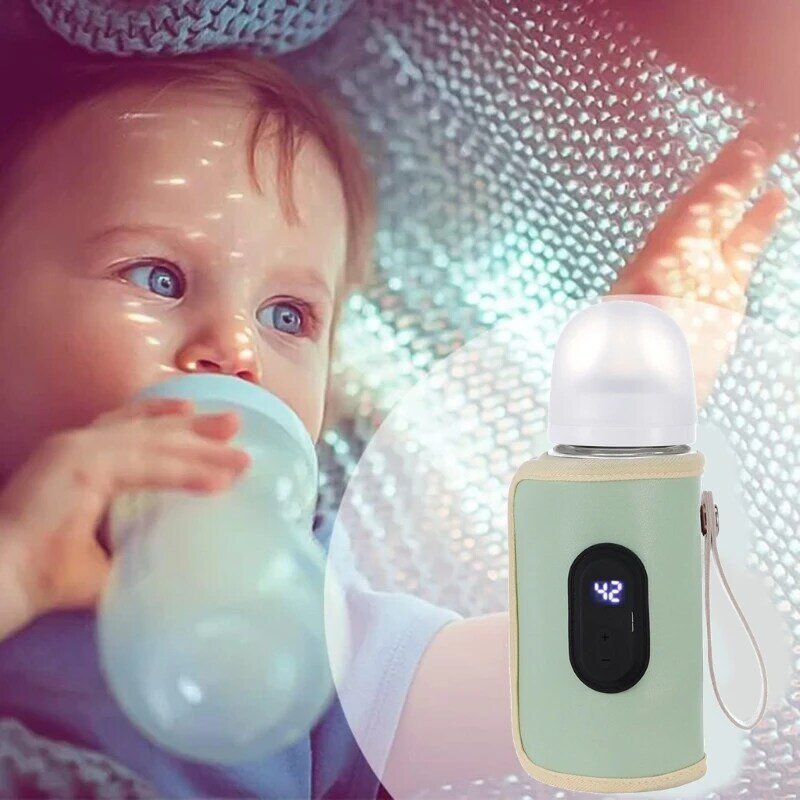 غلاف زجاجة إرضاع الأطفال مع شاشة رقمية ، جهاز تدفئة الحليب المحمول ، غطاء متعدد الوظائف لدرجة حرارة ثابتة