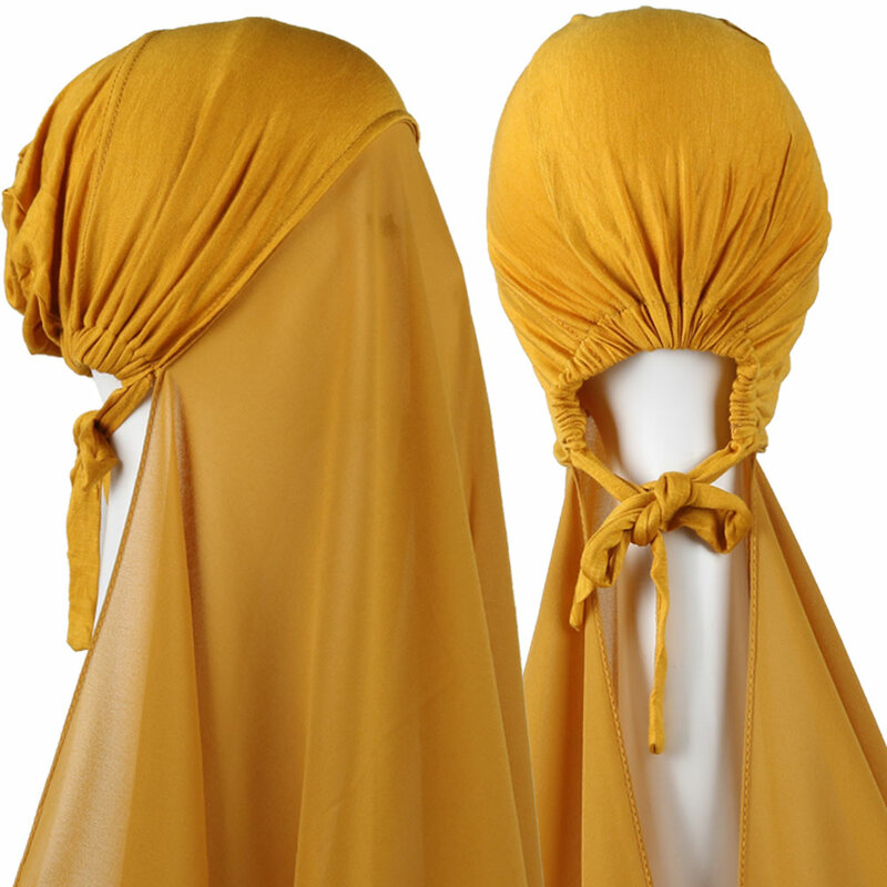 وشاح حجاب حجاب فوري من الشيفون للنساء المسلمات لعام 2022 مع غطاء وغطاء حجاب من الشيفون مع نمط مرن وشال للاستخدام مجانًا
